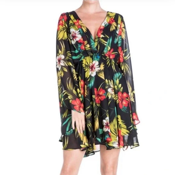 Meghan LA Dress
Sunset Floral Bell Sleeve Mini Dress Floral V-Neck Dress XL - Picture 1 of 8
